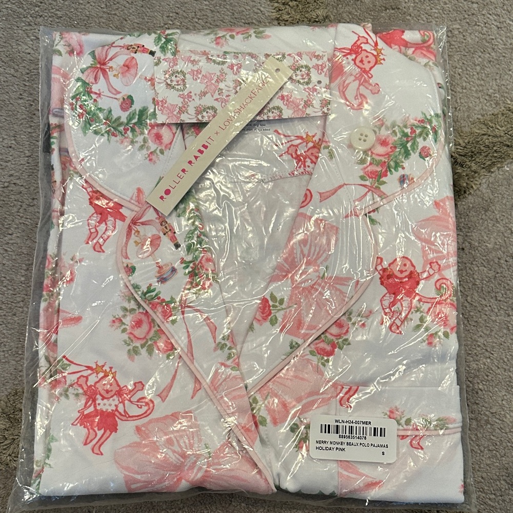 Roller Rabbit Pink and White Pajama Set